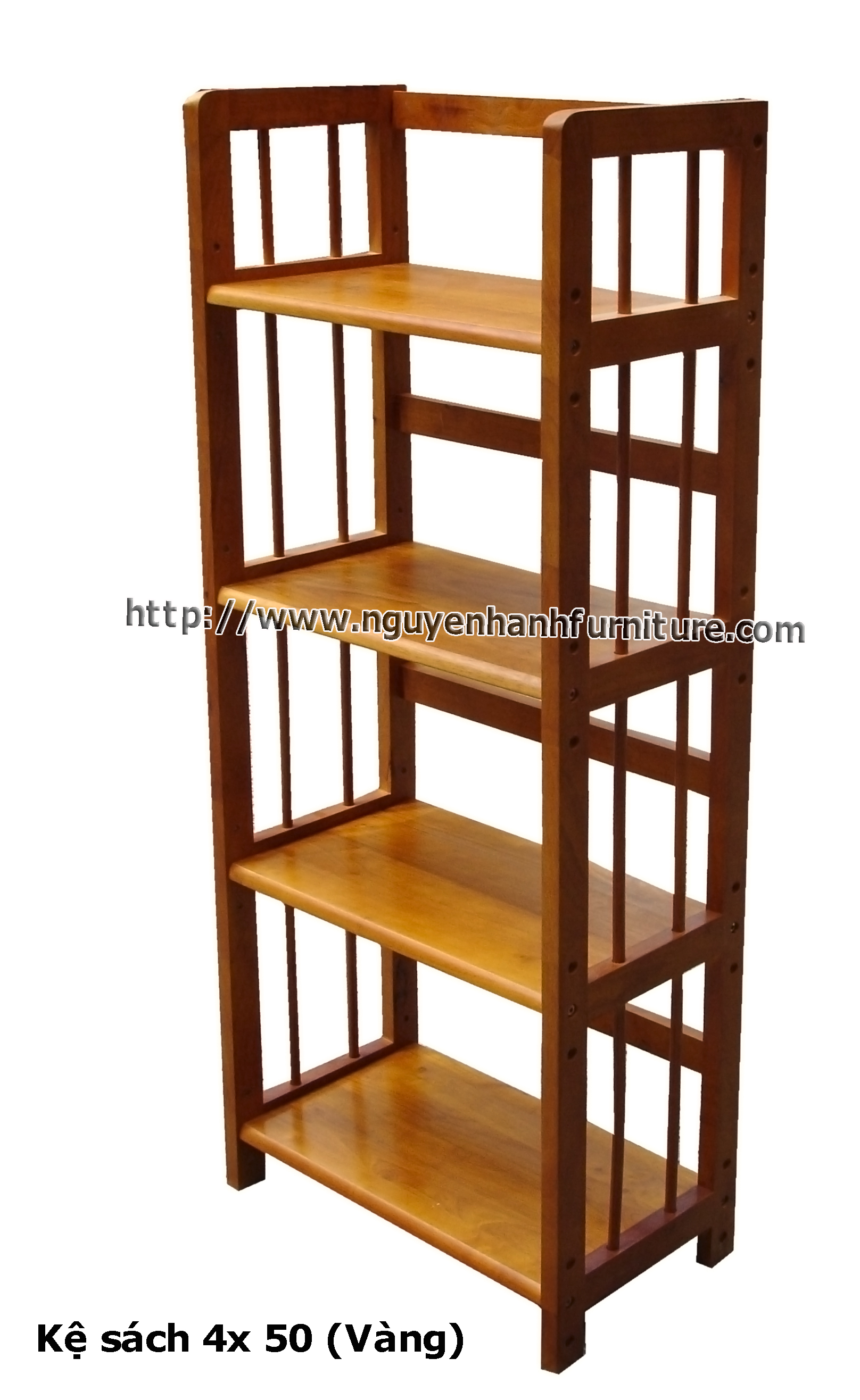 Name product: 4 storey Adjustable Bookshelf 50 (Yellow) - Dimensions: 50 x 28 x 120 (H) - Description: Wood natural rubber